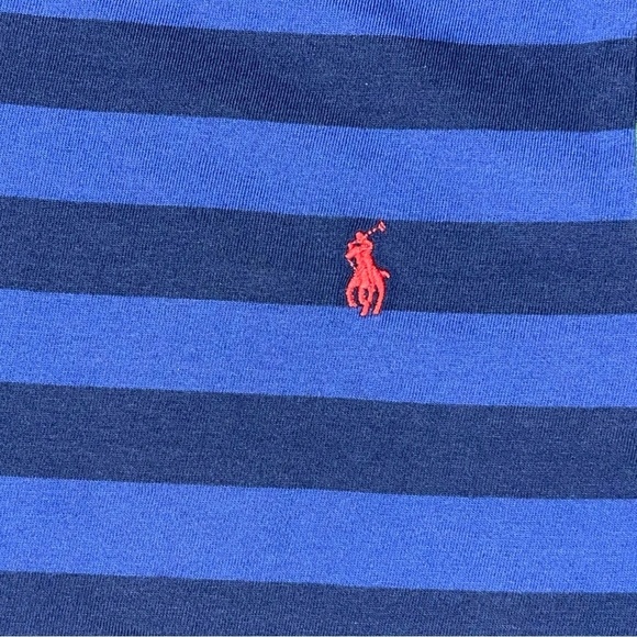 Polo Ralph Lauren Striped Jersey Tee Size 5 Blue Colorblock Boys Cotton Navy - Picture 2 of 7